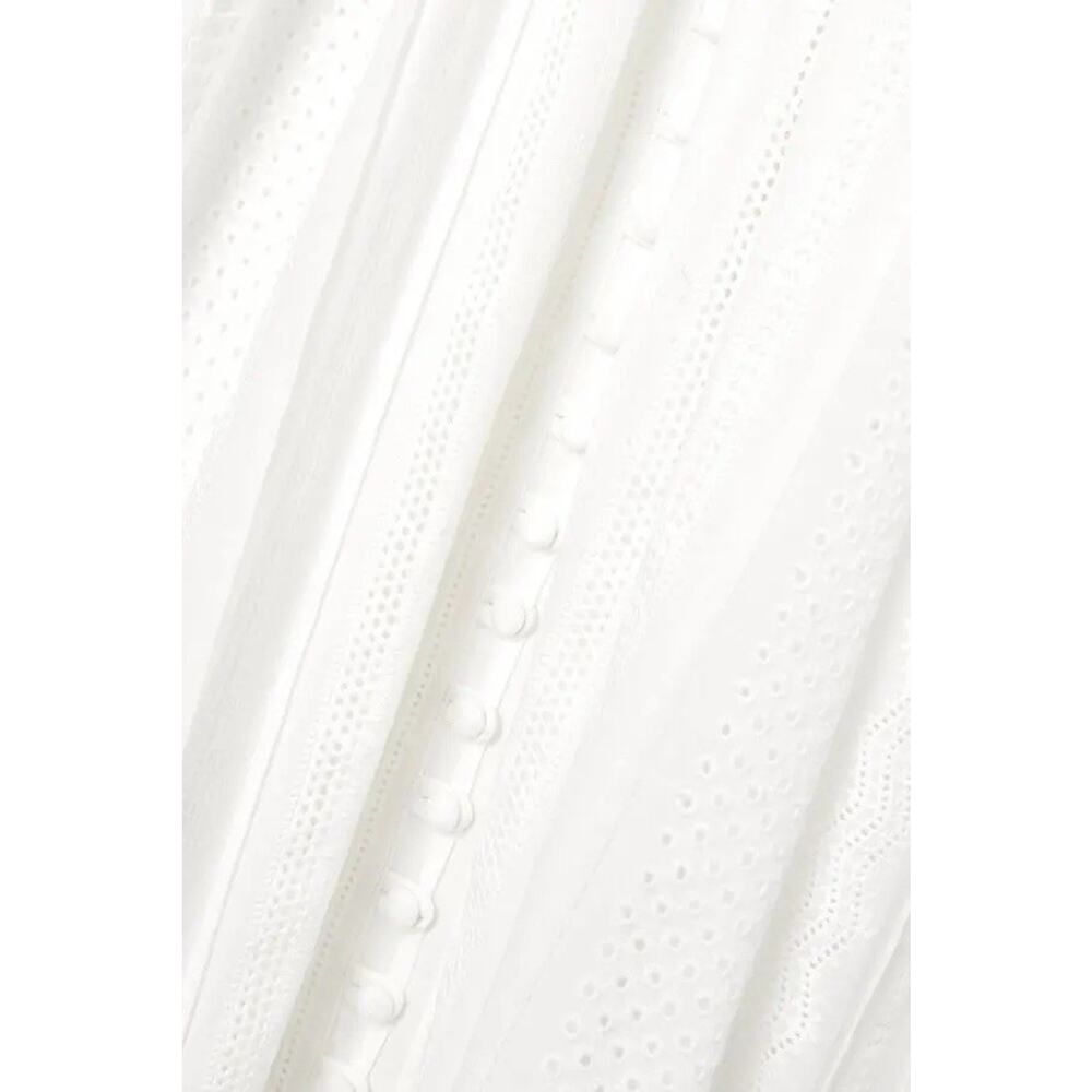 Joslin Anthropologie White Julianna Cotton Maxi Dress 4 Puff Sleeves Open Back - Picture 8 of 13